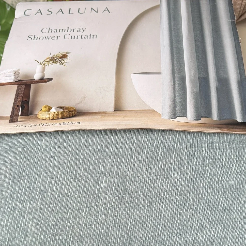 CASALUNA NWT chambray shower curtain -teal